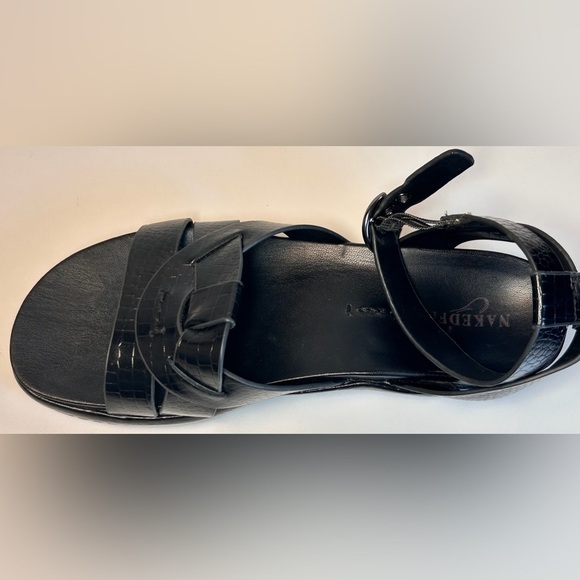 Naked Feet Limon Ankle Strap Sandal Black Leather Size 8.5 - Picture 6 of 8